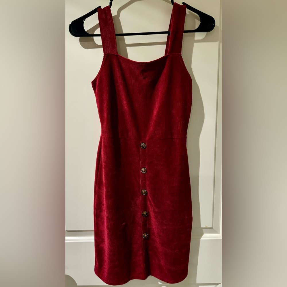 Wine Red Corduroy Mini Dress